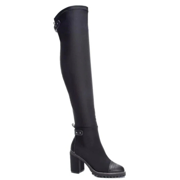 Chinese Laundry Jerry Over the knee in lug sole high heel boot black Whimsigoth - Picture 1 of 16